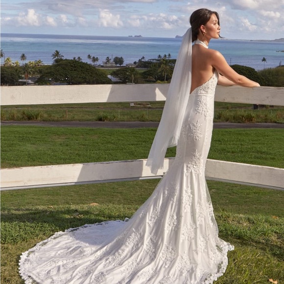 Dreamy Glamour White Embroidered Halter
Mermaid Maxi Dress - Picture 6 of 11